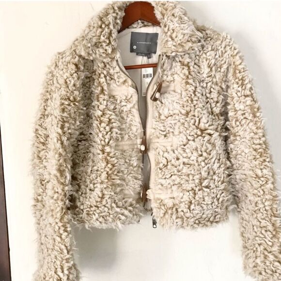Anthropologie Brenna Beige/Tan Fake Fur Coat Jacket Size XS NWT - Picture 6 of 12